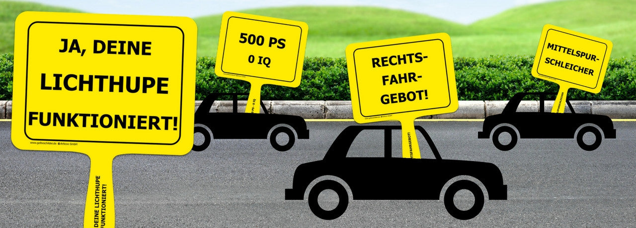 Lustige gelbe Schilder | Lustige Schilder für Autofahrer | gelbeschilder.de - Das Original